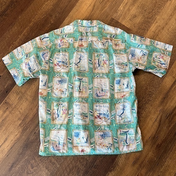 Reyn Spooner short sleeve‎ shirt Mens size medium blue fishing marlin deep sea - Picture 2 of 5